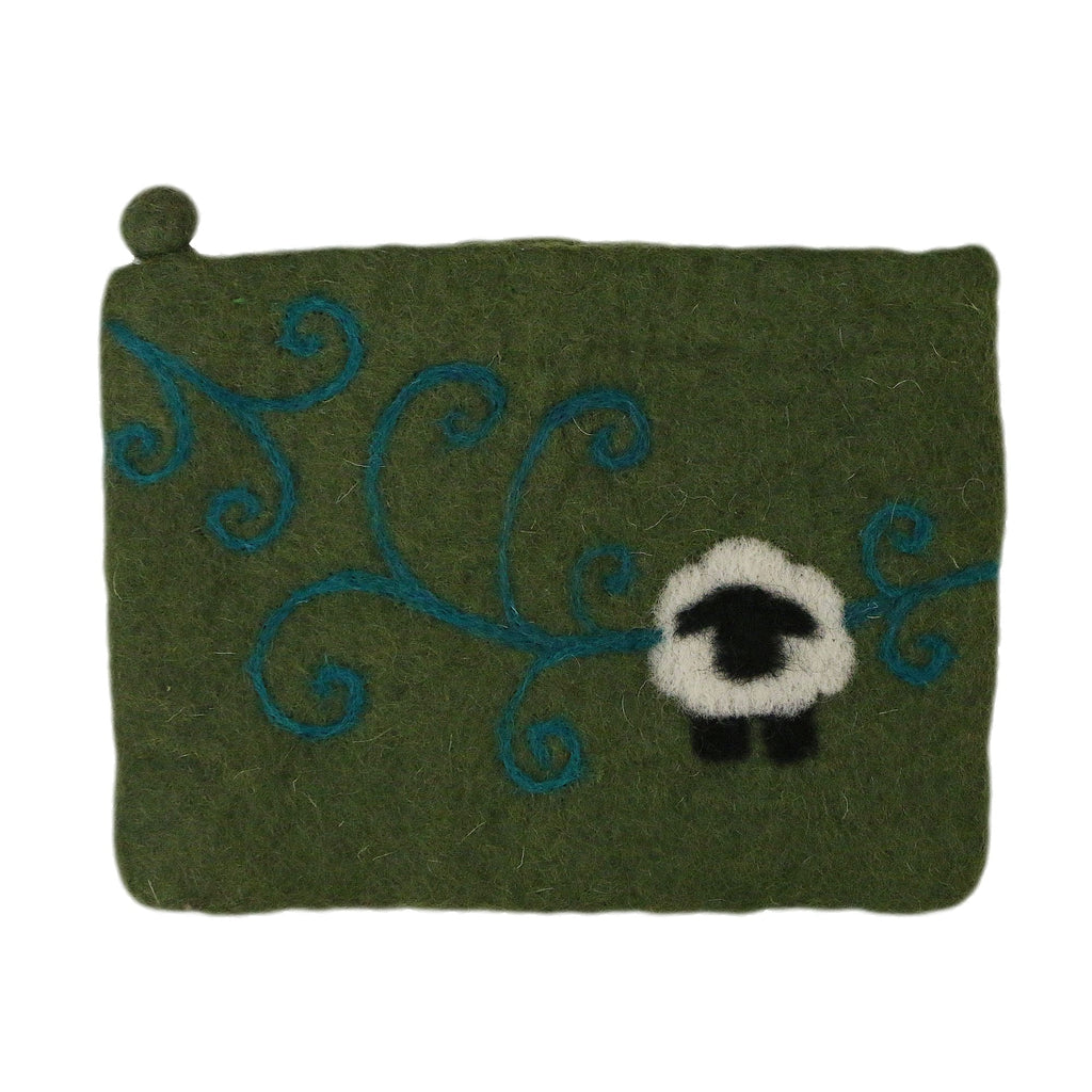 Sheep with Swirls Felted Pouch