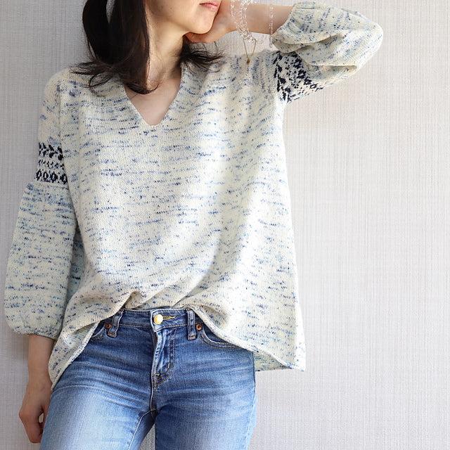 Nell Sweater Kit Feat Kokon Bleu Yarn