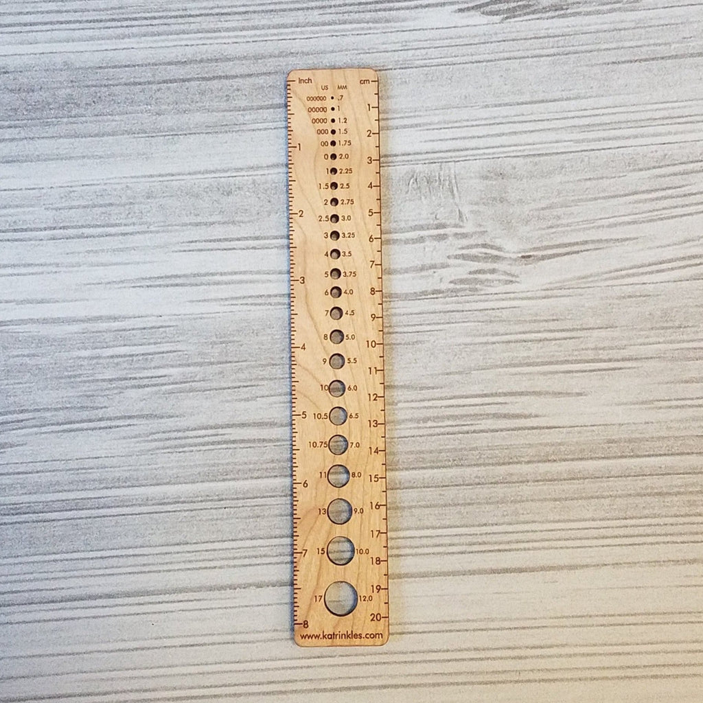 Katrinkles 8" Needle Gauge Ruler - Wood