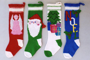 Ann Norling #1018 Christmas Stocking (Angel, Santa Face, Tree with Presents, Noel)