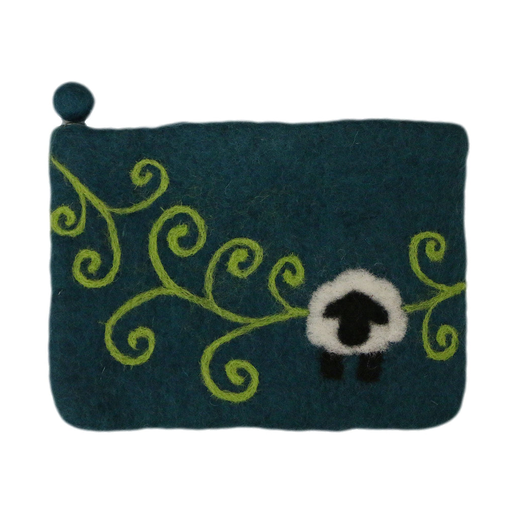 Sheep with Swirls Felted Pouch